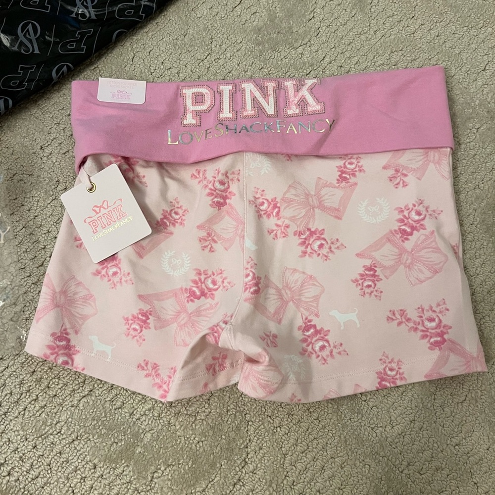 PINK X LoveShackFancy Cotton Foldover Micro Shorts S - Picture 9 of 14